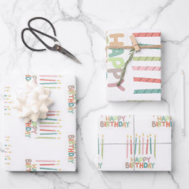 Verjaardag met kaarsjes  inpakpapier vel