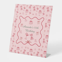 Verjaardag met Kers op de Taart Reclamebord Met Voetstuk