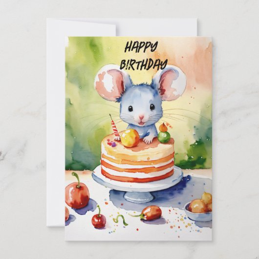 Verjaardag met kleine muis kaart (Voorkant)