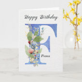 Verjaardag met letter F, aangepaste naam, haar bla Kaart (Gele Bloem)