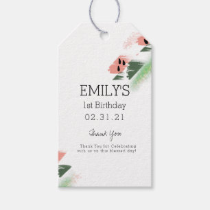 Verjaardag met leuke watermeloen glitters en verfs cadeaulabel
