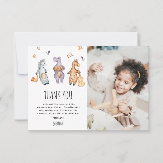 Verjaardag met leuke waterverf Afrikaanse dieren Bedankkaart (Voorkant)