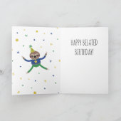 Verjaardag met luiaard groen kaart (Binnen)