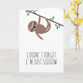 Verjaardag met luiaard groen kaart (Gele Bloem)