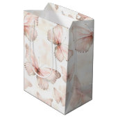 Verjaardag met mooie roze vlinders medium cadeauzakje (Achterkant Gekanteld)