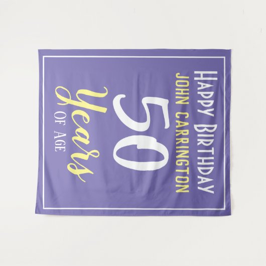 Verjaardag met naam en leeftijd 50 jaar Tapijt Wandkleed (Voorkant (horizontaal))