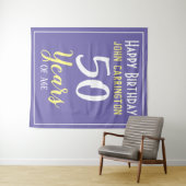 Verjaardag met naam en leeftijd 50 jaar wandtapijt wandkleed (In Situ (horizontaal))