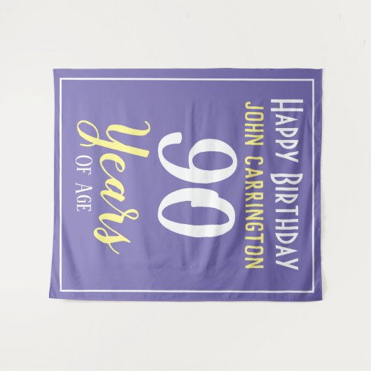 Verjaardag met naam & leeftijd 90 jaar Tapijt Wandkleed (Voorkant (horizontaal))