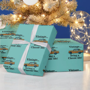 Verjaardag met Oude Klassieke Auto Cadeaupapier