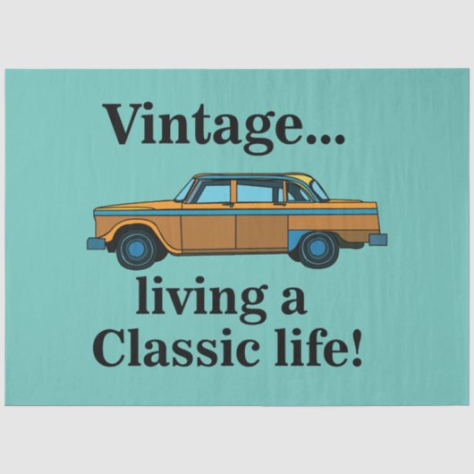 Verjaardag met Oude Klassieke Auto Tissuepapier (Voorkant)