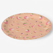 Verjaardag met perzikpatroon papieren bordje (Gekanteld)