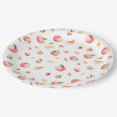 Verjaardag met perzikpatroon papieren bordje (Gekanteld)