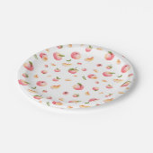 Verjaardag met perzikpatroon papieren bordje (Gekanteld)