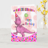 Verjaardag met Pink Dragon & Soda Kaart (Gele Bloem)