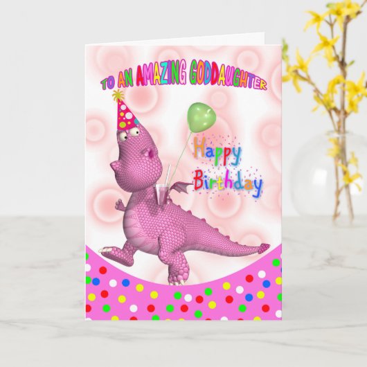 Verjaardag met Pink Dragon & Soda Kaart (Gele Bloem)