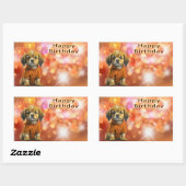 Verjaardag met puppy en vuurwerk rechthoekige sticker (Vel)