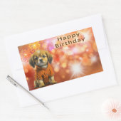 Verjaardag met puppy en vuurwerk rechthoekige sticker (Envelop)