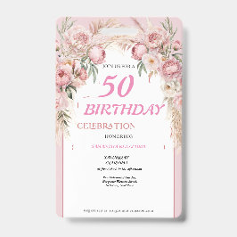 Verjaardag met Roze Bloemen Badge