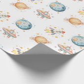 Verjaardag met ruimtethema voor astronauten cadeaupapier (Hoek)