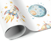 Verjaardag met ruimtethema voor astronauten cadeaupapier (Rol Hoek)