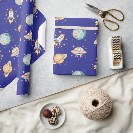 Verjaardag met ruimtethema voor astronauten cadeaupapier (Crafts)