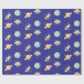 Verjaardag met ruimtethema voor astronauten cadeaupapier (Vlak)