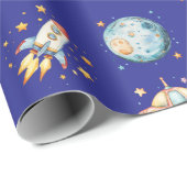 Verjaardag met ruimtethema voor astronauten cadeaupapier (Rol Hoek)