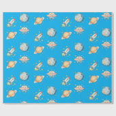 Verjaardag met ruimtethema voor astronauten cadeaupapier (Vlak)