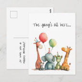 Verjaardag met Schattigee Quirky Cartoon Animals Briefkaart (Voorkant / Achterkant)