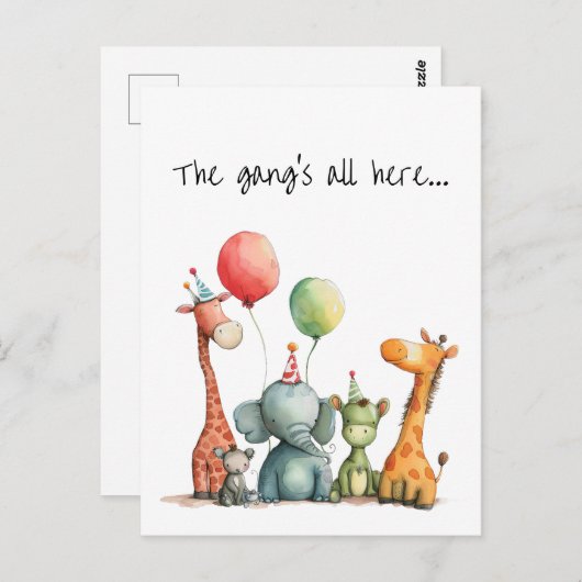 Verjaardag met Schattigee Quirky Cartoon Animals Briefkaart (Voorkant / Achterkant)