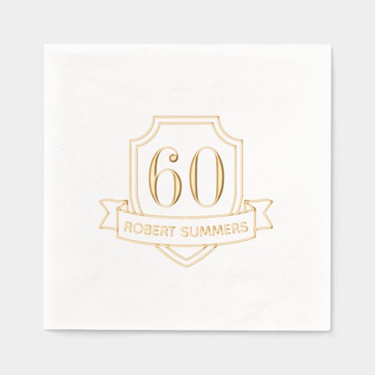 Verjaardag met schild en lint folie servetten (Voorkant)