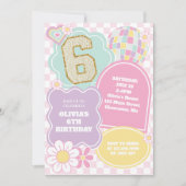 Verjaardag met varsity preppy pastel patch kaart (Voorkant)
