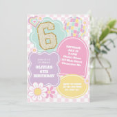 Verjaardag met varsity preppy pastel patch kaart (Staand voorkant)