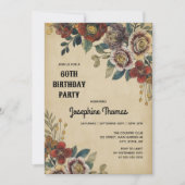 Verjaardag met Vintage Bloemen Kaart (Voorkant)