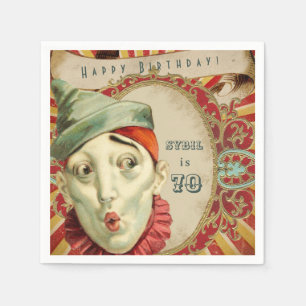 Verjaardag met vintage clownuitdrukkingen servet