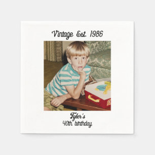 Verjaardag met vintage foto gepersonaliseerd servet