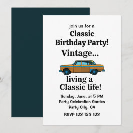 Verjaardag met Vintage Oldtimer Auto Kaart