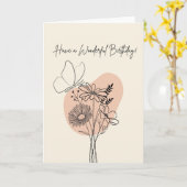 Verjaardag met Vlinder Kaart (Gele Bloem)