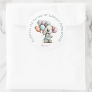 Verjaardag met waterverf voor een speelse hond ronde sticker