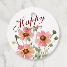 Verjaardag met wilde bloem bedankjes labels