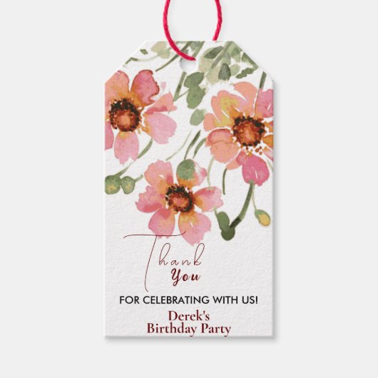 Verjaardag met wilde bloem cadeaulabel (Voorkant)