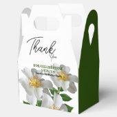 Verjaardag met witte bloem bedankdoosjes (Geopend)