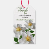 Verjaardag met witte bloem cadeaulabel (Achterkant)