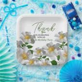 Verjaardag met witte bloem papieren bordje (Feest)