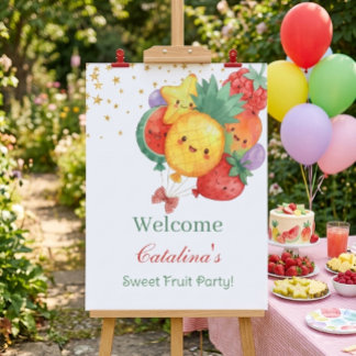 Verjaardag met Zoet Fruit | Tropisch Kinderfeestje Poster