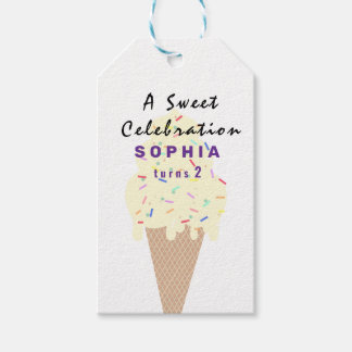 Verjaardag met zoet ijs cadeaulabel