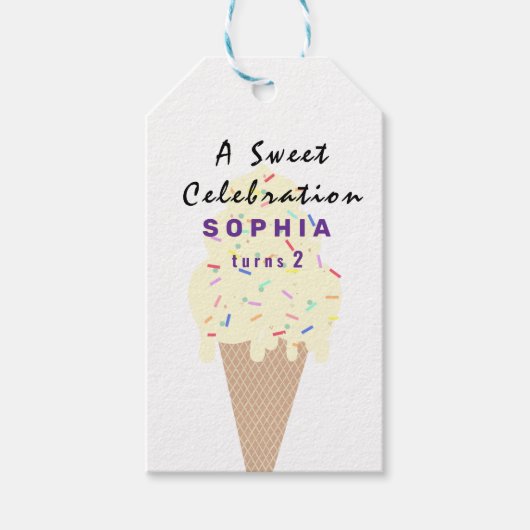Verjaardag met zoet ijs cadeaulabel (Voorkant)