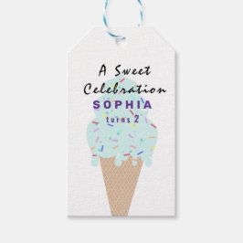 Verjaardag met zoet ijs cadeaulabel