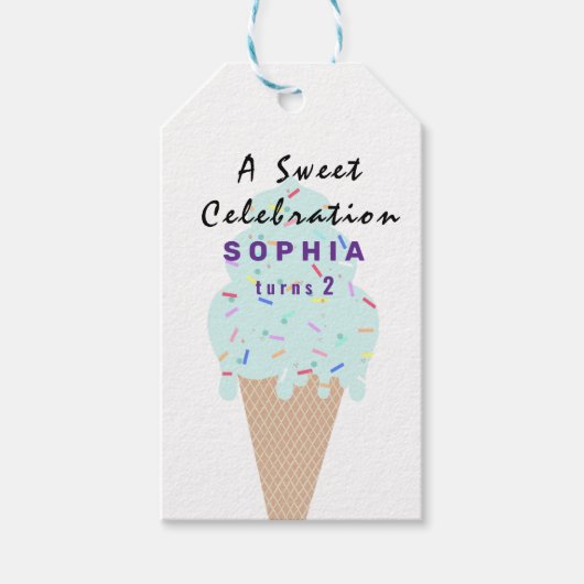 Verjaardag met zoet ijs cadeaulabel (Voorkant)