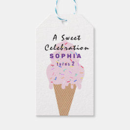 Verjaardag met zoet ijs cadeaulabel